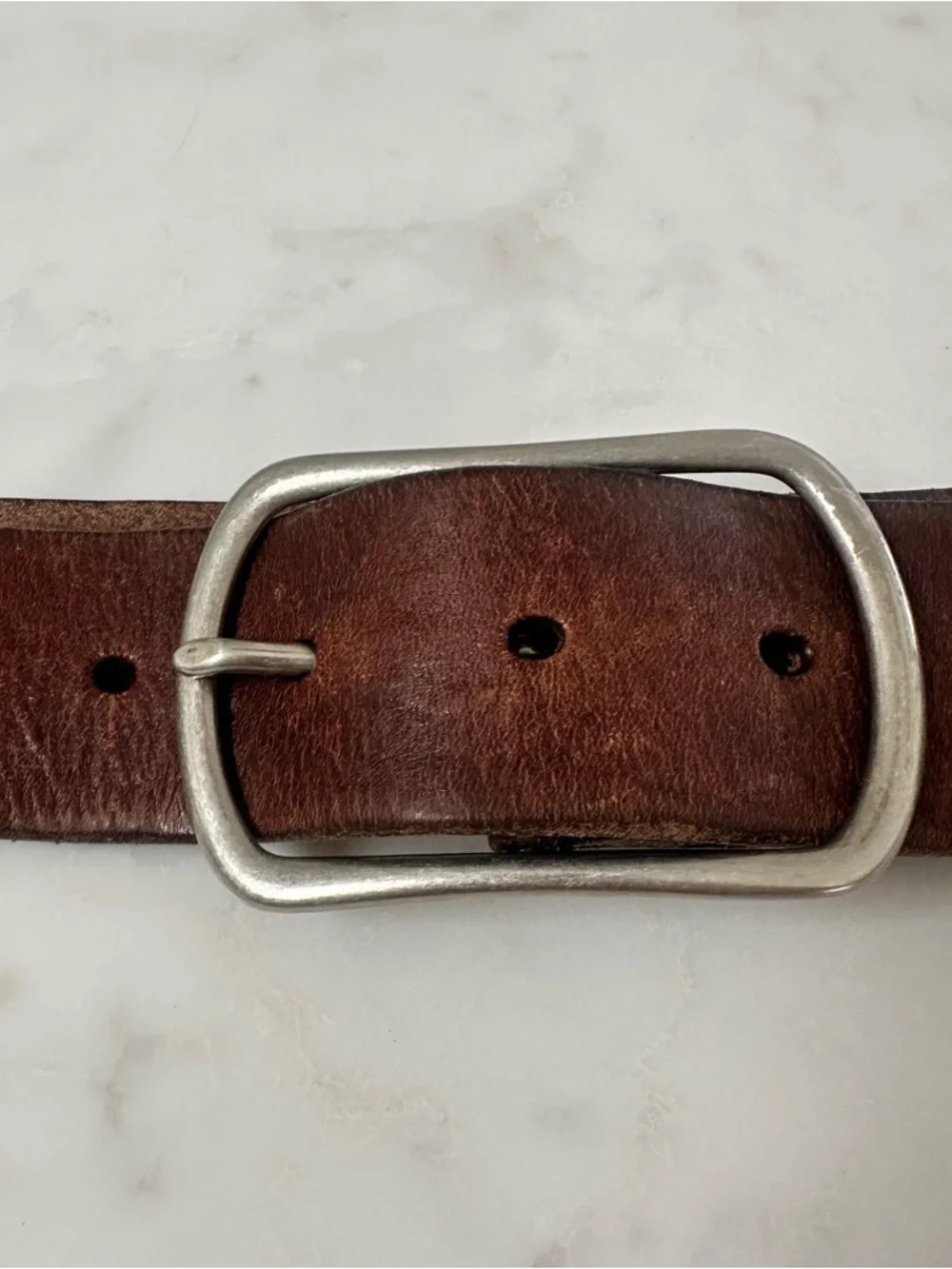Women’s J. Crew Brown Leather Belt with Silver Buckle. Size Medium - Picture 9 of 11